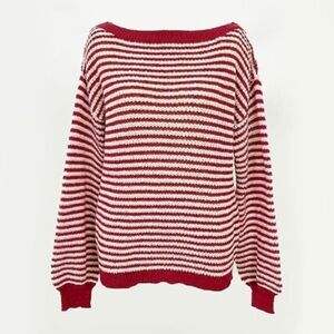 #129 Red and White Striped Sweater Size M (fits oversized)
